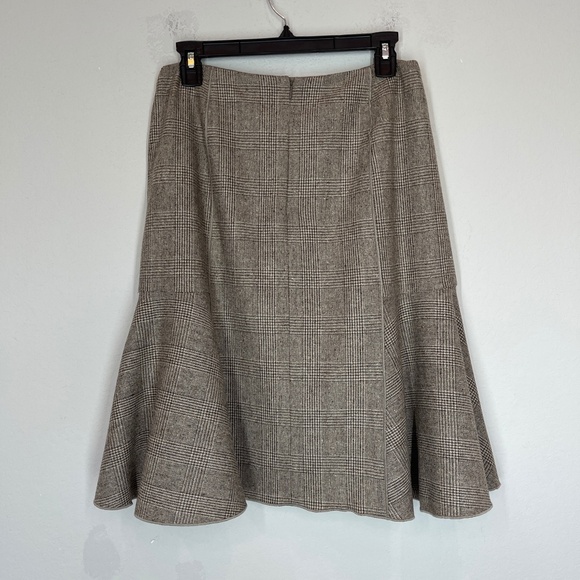 Ann Taylor Women's Skirt Size 8 Virgin Wool Blend Flare Lined Plaid Gray Career - Picture 4 of 11